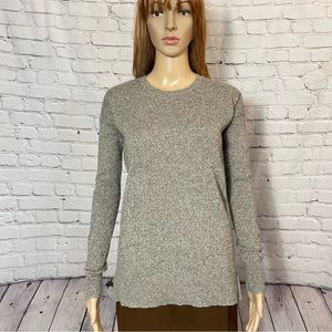 Aqua Cashmere High Low Crewneck Brown Melange Sweater Size S